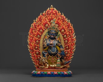 Estatua de la riqueza de Dzambhala Negra / Deidad budista tibetana de la prosperidad y la abundancia / Decoración de altar / Protección espiritual y fortuna