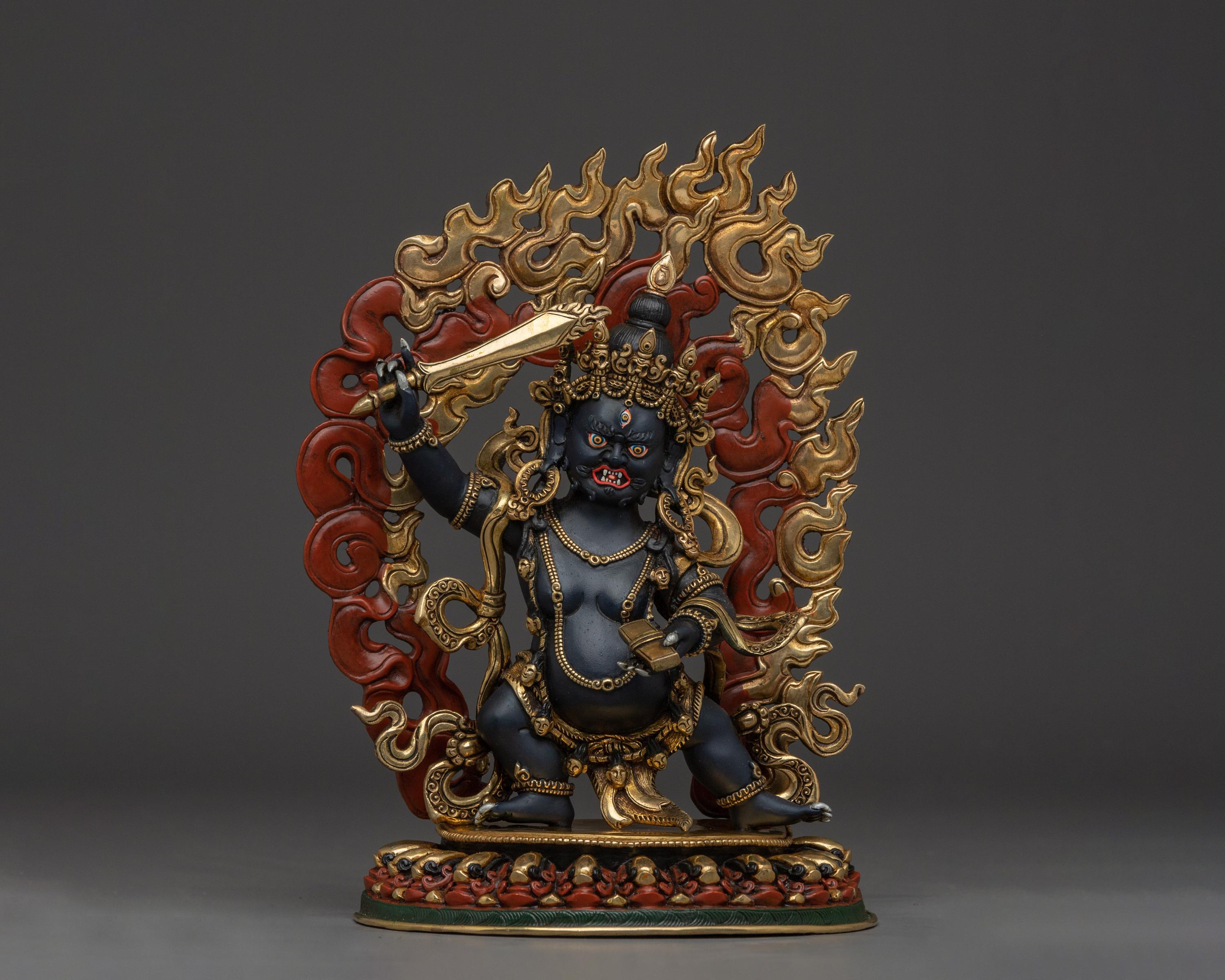 黒文殊菩薩の彫刻｜咎の智慧の神｜金剛乗瞑想の祭壇神｜伝統的な手作り