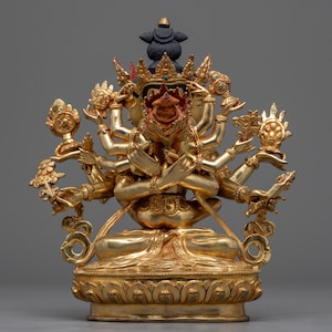 ヴィシュヌ神の乗り物ガルーダ像｜金メッキの置物｜ヒンドゥー教の力の