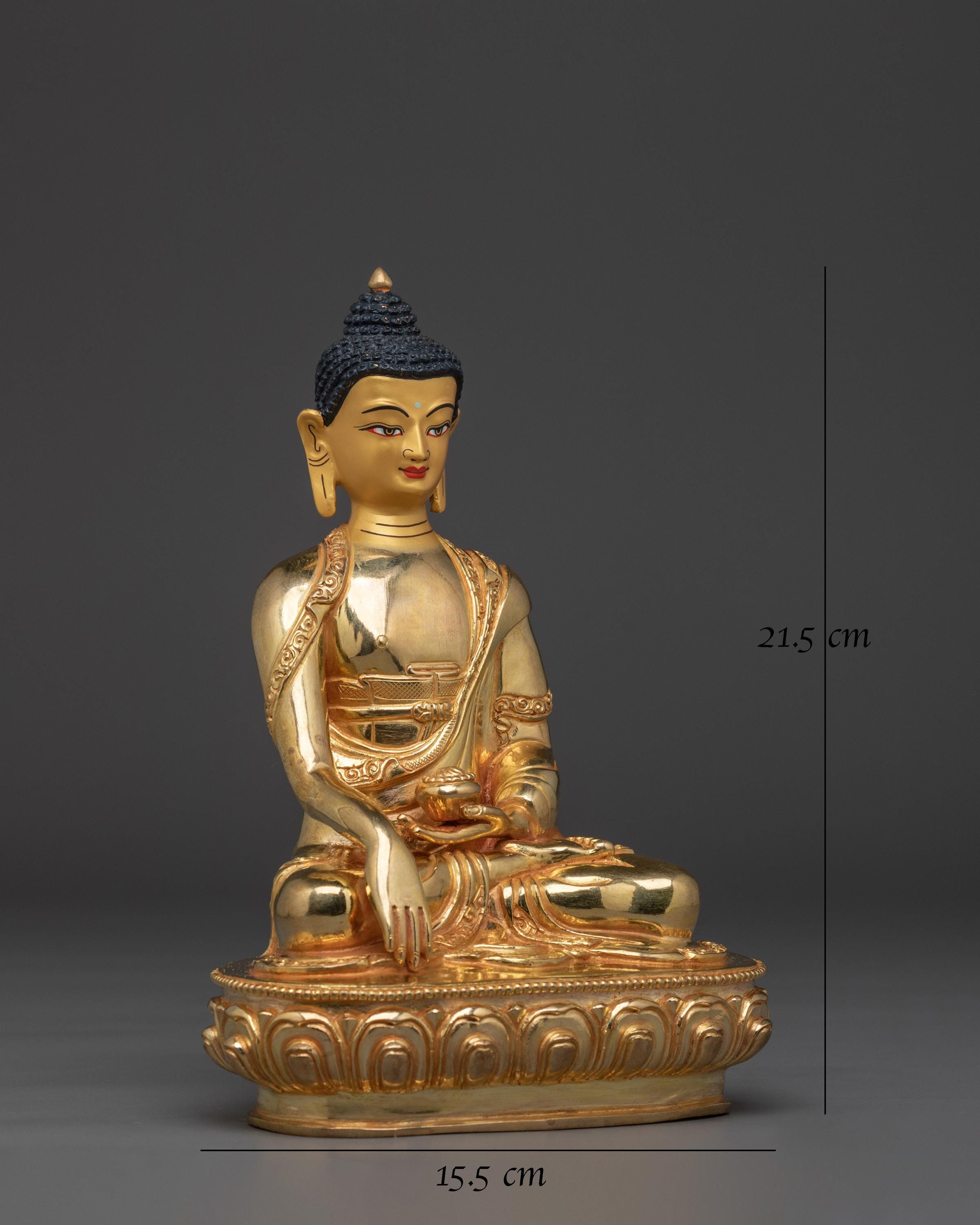 Historical Shakyamuni Buddha Peaceful Copper Handmade Statue | 24K