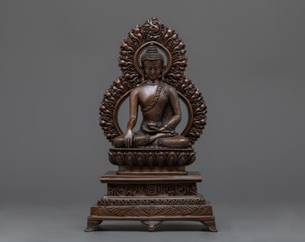 Oxidized Copper Buddha Statue – Garden Decor, Zen Sculpture (8.6 inch)