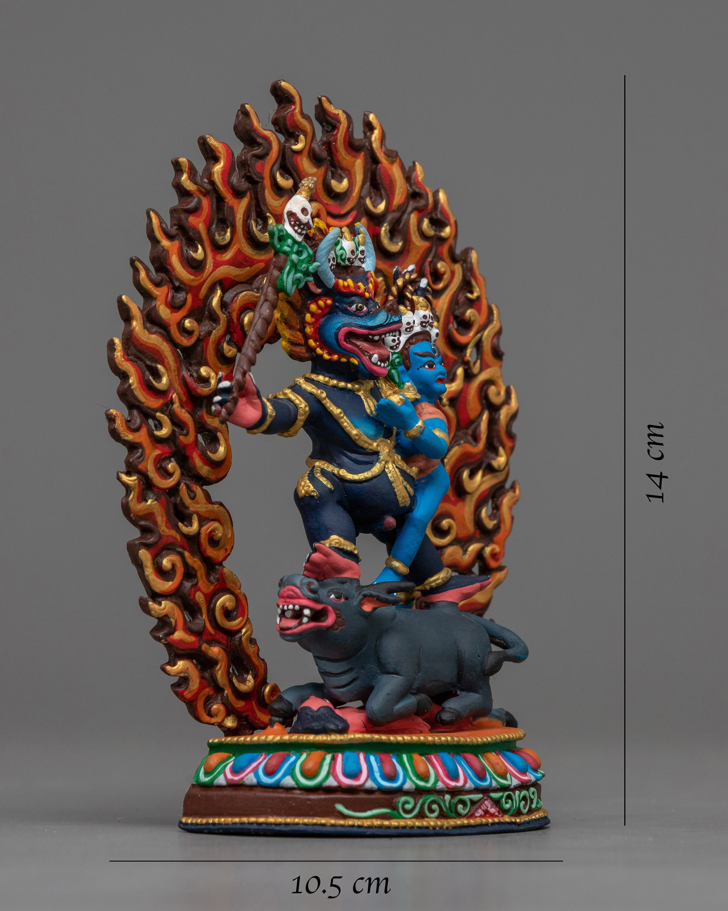 Machine Deity Miniature Dharmaraja Statue in Gold and Copper - Compact, Machine ...