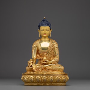 Serene Healer Medicine Buddha Art | Also known as Medicine Buddha | Figurine for Shrine, Altar, and Dharma Decor | Sculpture Made In Nepal