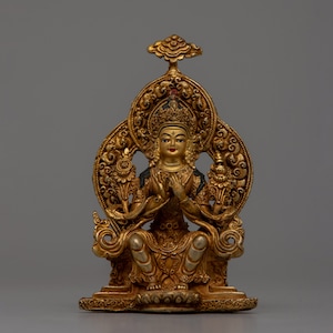 Small Maitreya Buddha Statue | Molded by Machine, Future Buddha | Buddhist Miniature Figure | Gold Painted Statue | Perfect for Gift