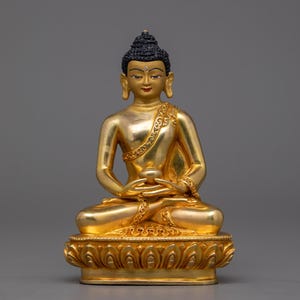 Amitabha Buddha Statue, 14cm, 24K Gold Gilded.