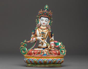 Purification Diety: Vajrasattva Statue | Tibetan Vajrayana Deity Sculpture | Handmade Himalayan Buddhist Altar Decor | Meditation Art