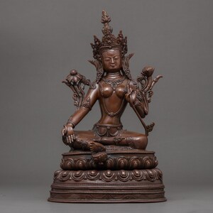 Groene Tara Standbeeld | Authentieke handgemaakte boeddhistische sculptuur | Tibetaanse Moeder Tara | Godin van Mededogen Godheid | Spirituele boeddhistische kunstwerken