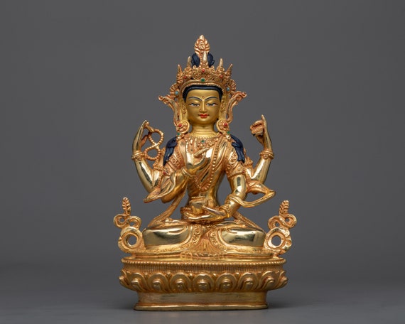 手作りの女神般若波羅蜜多像 | 24金で作られたすべての仏陀の母の