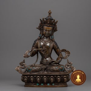 Dorje Sempa Vajrasattva Statue | Authentic Bodhisattva Hand-Sculpted Figurine | Traditional Himalayan Nepali Artwork | Oxidized Copper Idol