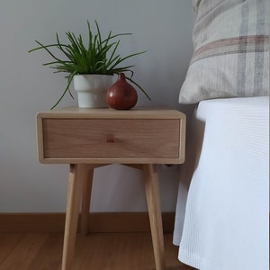 Oak bedside table mid century,  hand made night stand