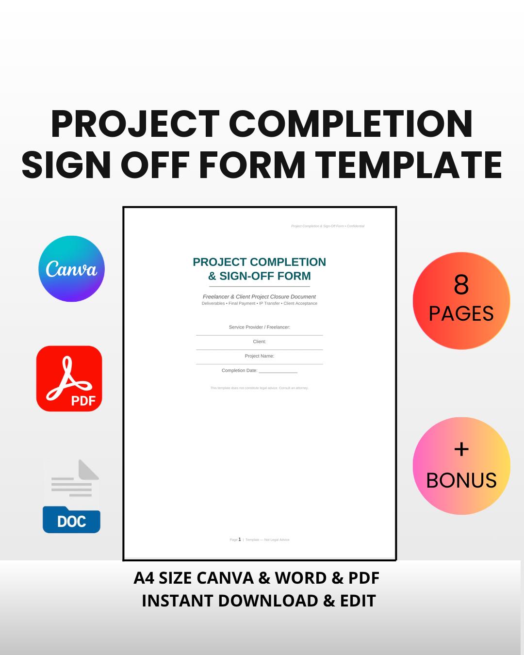 Write Off Form Template.pdf Project Sign-off Form Template | Client Deliverables (canva, Word, PDF ...