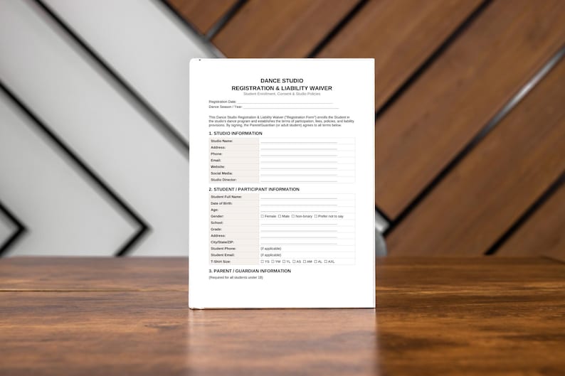 Dance Studio Registration Form | Waiver, Tuition Tracker (Canva, Word, PDF) bild 5