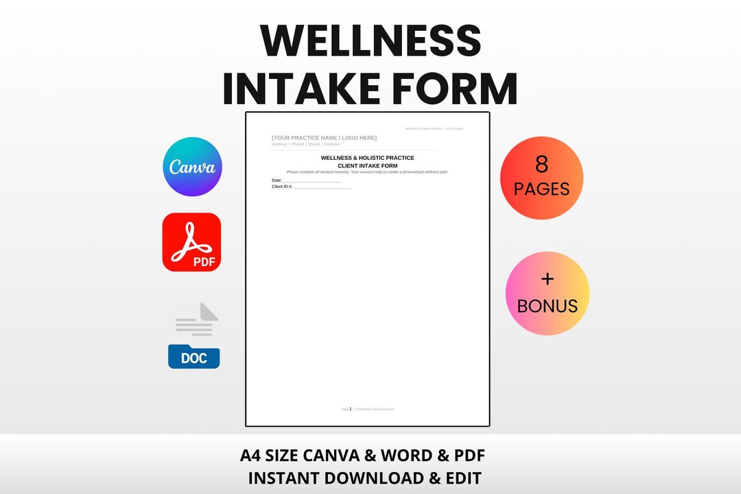 Healthy Intake Form Template.pdf Wellness Intake Form Template | Holistic Practice Client Forms (canva ...