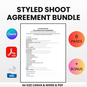 Styled Shoot Agreement Bundle | Vendor Collaboration Contract (Canva, Word, PDF)