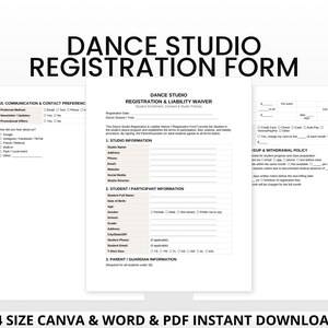 Dance Studio Registration Form | Waiver, Tuition Tracker (Canva, Word, PDF) bild 2