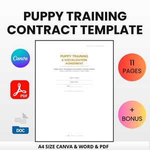 Puppy Training Contract Template | Socialization Agreement, Class Waiver (Canva, Word, PDF)