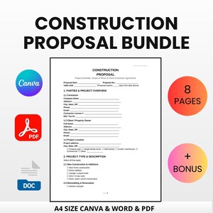 Könnte beinhalten: A4-Bauantrag-Bundle mit Canva-, Word- und PDF-Formaten. Das Dokument enthält 8 Seiten und einen Bonus. Das Design zeigt ein Bauantragsformular mit editierbaren Feldern und sofortigem Download.