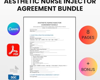 Nurse Injector Agreement Bundle | Botox Filler Consent (Canva PDF)