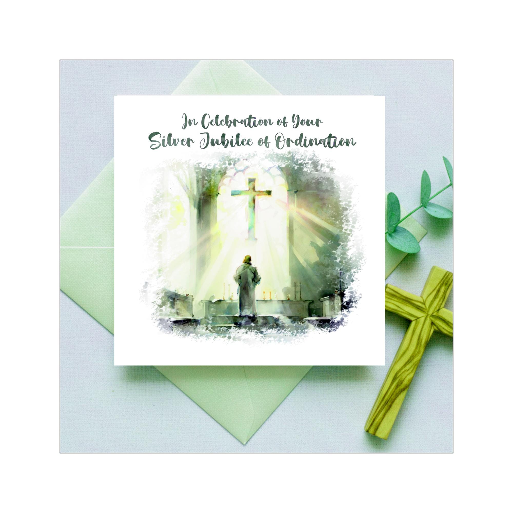 Catholic Priest Silver Jubilee Card – 25th Ordination Anniversary