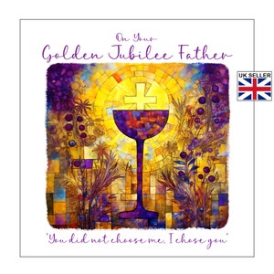 Catholic 50th Priest Anniversary of Ordination Card | Golden Jubilee Card For Priest