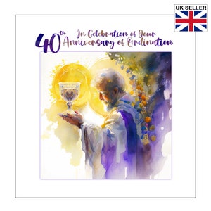 40th Ordination Anniversary Card | 40th Anniversary Ordination Card For Priest