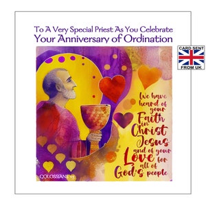 Priest Ordination Anniversary Card | Anniversary Card for Ordained Minister | Anniversary Card for Ordained Pastor