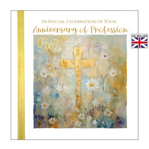 Large 50th Anniversary of Profession Card | 50th Jubilee Card For A Nun
