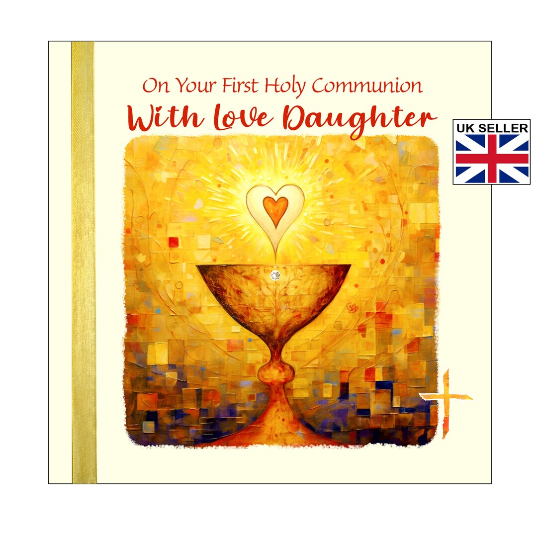 Personalized First Communion Card | Daughter Holy Communion, Gold ...