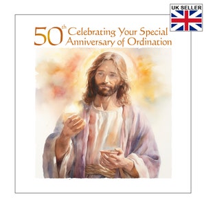 Large 50th Anniversary of Ordination Card | Priest 50th anniversary Card  |