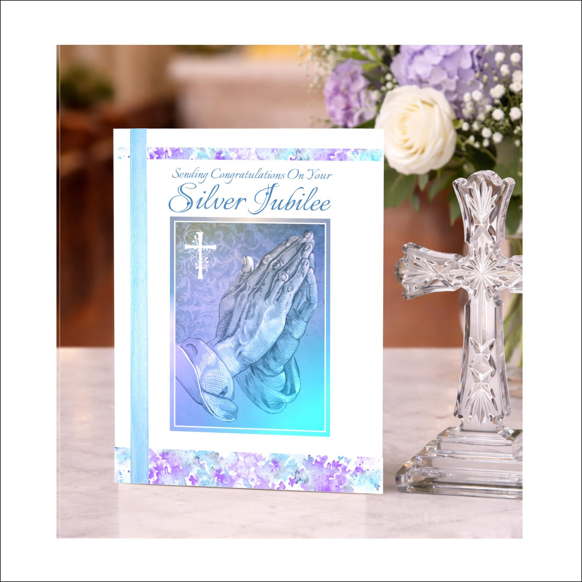 内藤礼 祝福 blessing 1985-2015 Large Priest Silver Jubilee Card | Praying Hands 25th Ordination
