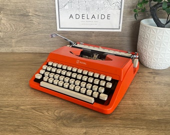 Vintage Orange Royal 201 Typewriter + Case. Excellent Working Condition! Serviced, Cleaned & Tested. FREE DELIVERY!