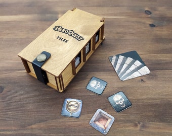 HeroQuest 2021 Wooden and Leather Tile Storage Box – Organizer for Game Tiles and Tokens – Size S or L