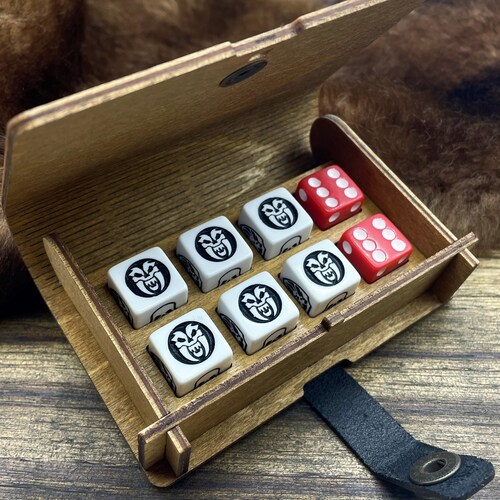 Heroquest Wooden Dice Box With 6 Wooden Dice Included Combat Etsy