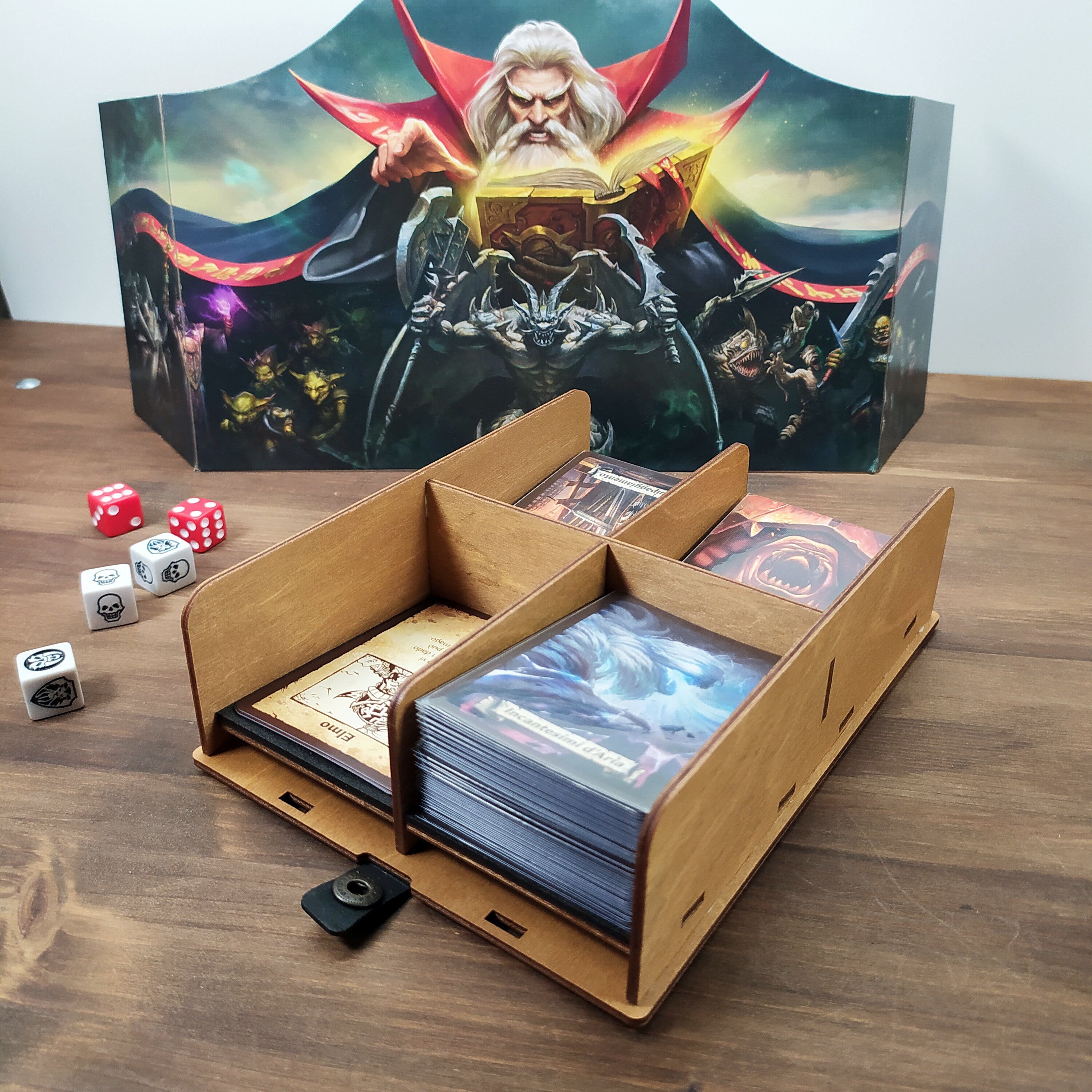Heroquest cards holder wooden box for NEW 2021 and OLD 1990 versions, card storage box - Size L
