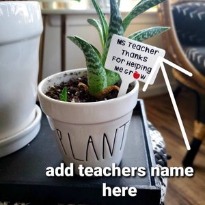 Personalized Teacher Plant Tag, End of Year Gift