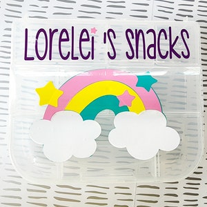 personalized Snackle box, travel snack box, snack box for kids, charcuterie container, airplane snacks, gifts for kids, to go box