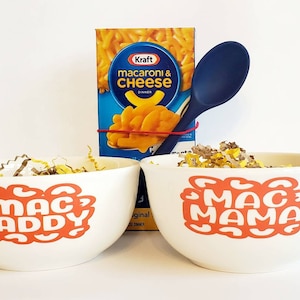 Macaroni and Cheese Bowl Set, Mac Daddy or Mac Mama, noodle lovers, Mac and Cheese, funny gifts, gifts for dad, Fathers Day Gifts