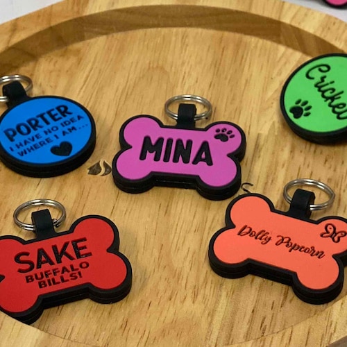 Personalized Dog ID Tags Silicone Dog Tag Engraved Doubles Etsy