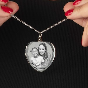 Photo Necklace for Woman, Personalized Gifts for Her, Picture Necklace, Custom Engraved Necklace Photo, Photo Crystal Necklace Heart