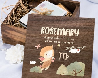 Newborn Horoscope Memory Box, Personalized Baby Keepsake Box, Unique Gift for New Baby, Baby Memory Box, Memory Gift Box for Baby Boy, Girl