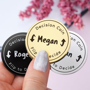 Decision Coin, Custom Engraved Brass Coin, Couples Flip Coin, Anniversary Gifts for Him, Her, Gift for Boyfriend, Husband Birthday Gift