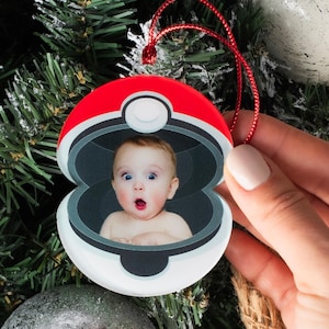 Baby Ornament, Funny Christmas Baby Photo Ornament, GreatBall UltraBall MasterBall Ornament, Photo Ball Ornament, Pet Photo Ornament