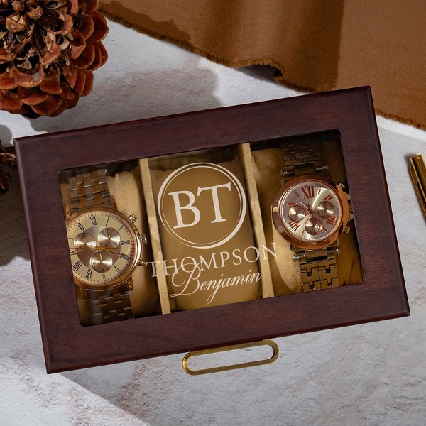 Watch Box Personalized, Anniversary Gift for Him, Watch Case for Men, Gifts for Dad, Grandpa, Husband, Watch Holder, Watch Storage Case