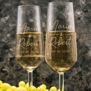 Engagement Gifts for Couple, Champagne Flutes Personalized, Wedding Gifts, Set of 2, Couples Gift