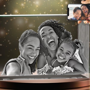 3D Crystal Photo with Light, 3D Crystal w Picture, Personalized Gifts for Him Her, 3d Photo Engraved Crystal, Wedding Gifts for the Couple