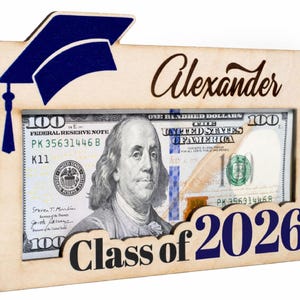 Class of 2026 Gift, Personalized Graduation Money Holder, Graduation Cash Holder, Gift for Graduate Student, High School Senior Gift image 3