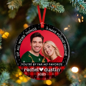 Photo Ornament Online Dating, Boyfriend Girlfriend Christmas Gift Personalized, Couples Ornament,New Couple Anniversary First Christmas Gift
