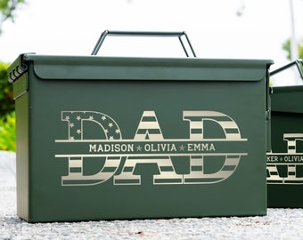 Personalized Ammo Box, Fathers Day Gift, Custom Ammo Box, Gifts For Dad, Step Dad Fathers Day Gift, Fathers Day Gift From Kids, Ammo Can