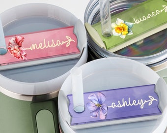 Floral Personalized Name Tag for Stanley Tumblers, Stanley Name Plate, Stanley Cup Accessories, Tags 40oz, 30oz, & 20oz