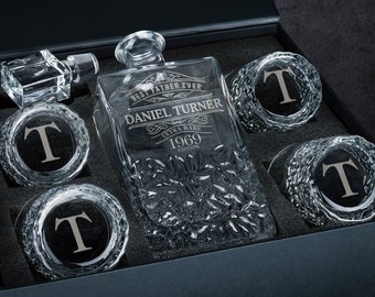 Whiskey Decanter Set with Wood Box, Groomsmen Gifts, Personalized Gifts for Him, Best Man Gift, Wedding Gifts for Couple, Barware for Men